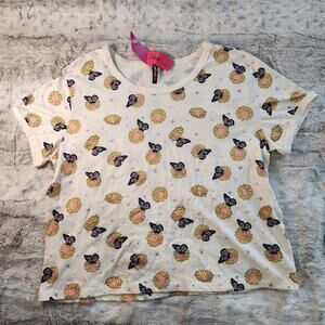 NWT Electric Pink women's Butterfly Flower Tee, Size XL